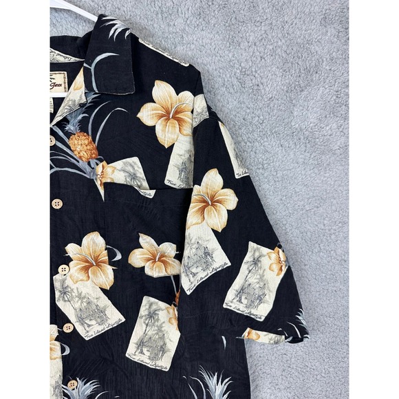 Jamaica Jaxx Shirt Mnes Size Medium %100 Silk Black Floral Hawaiian Camp Island - Picture 3 of 10